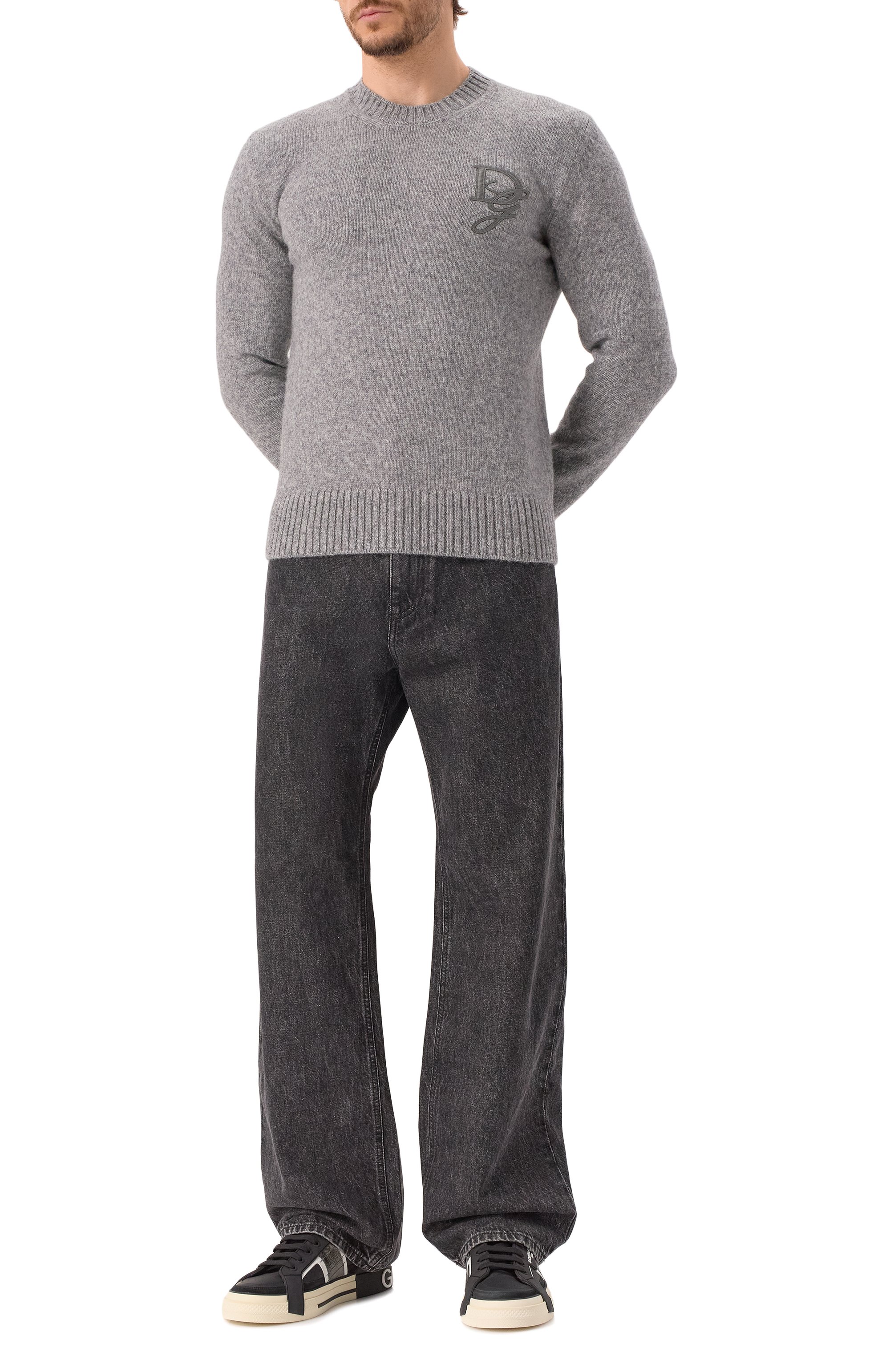 Джемпер DOLCE & GABBANA серого цвета по цене 109500 руб., арт. GXX02Z/JFMIM, фото 2 Джемпер DOLCE & GABBANA, арт. GXX02Z/JFMIM, фото 2