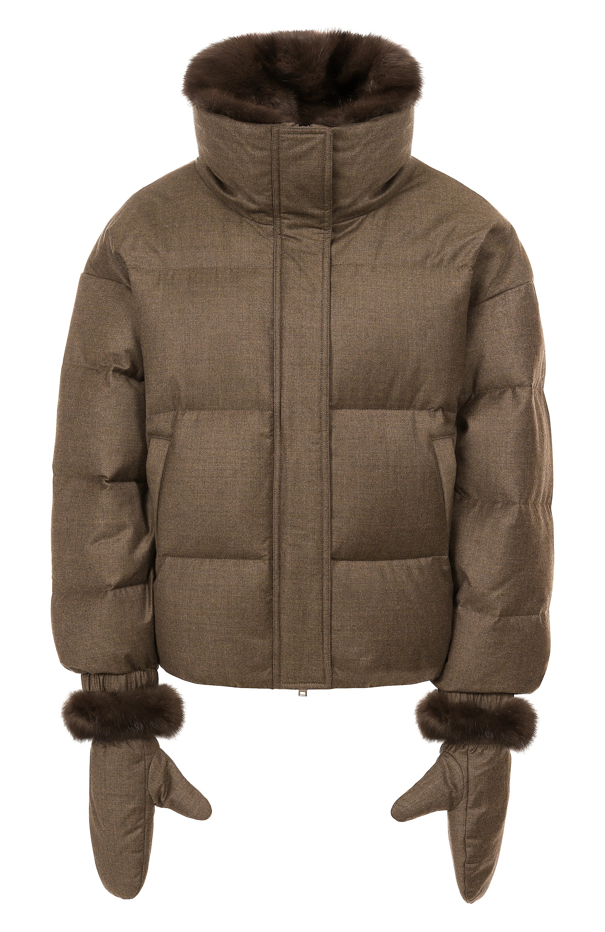 Пуховик с отделкой из соболя YVES SALOMON, арт. 24WYV02766W02W, фото 1