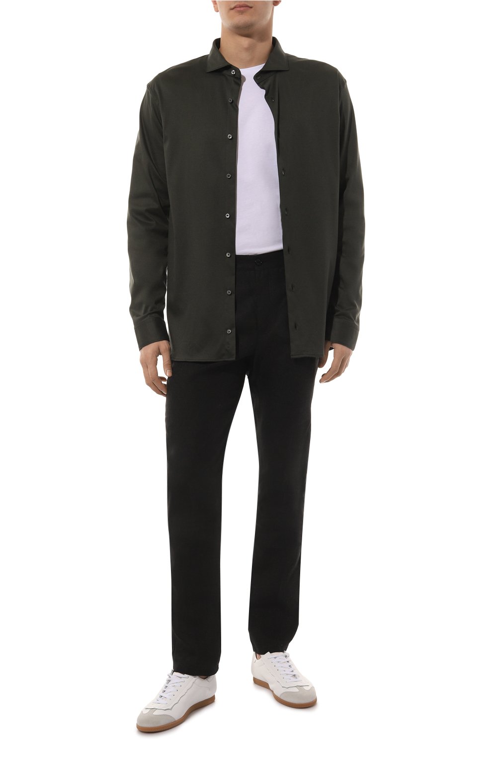 Хлопковая рубашка VAN LAACK хаки цвета по цене 29950 руб., арт. PER-LSF/180031, фото 2 Хлопковая рубашка VAN LAACK, арт. PER-LSF/180031, фото 2