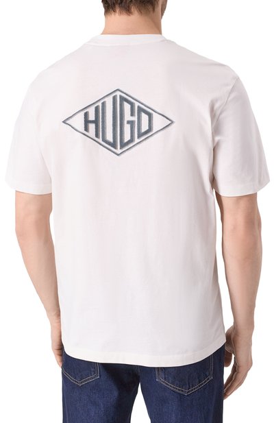 Хлопковая футболка HUGO белого цвета по цене 10500 руб., арт. 50534951, фото 4 Хлопковая футболка HUGO, арт. 50534951, фото 4