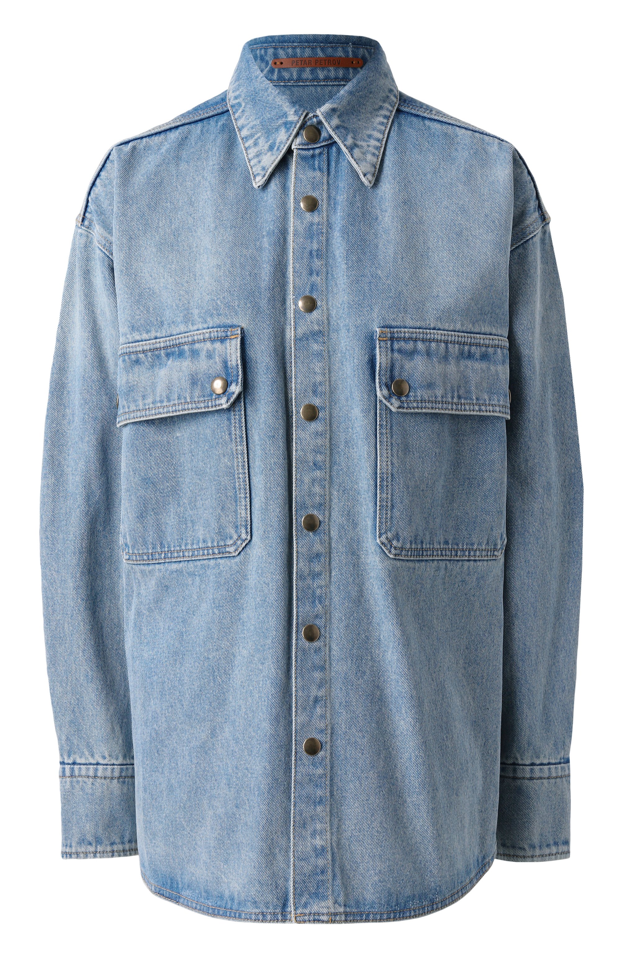 Джинсовая рубашка PETAR PETROV голубого цвета по цене 121500 руб., арт. S25DB3A, фото 1 Джинсовая рубашка PETAR PETROV, арт. S25DB3A, фото 1