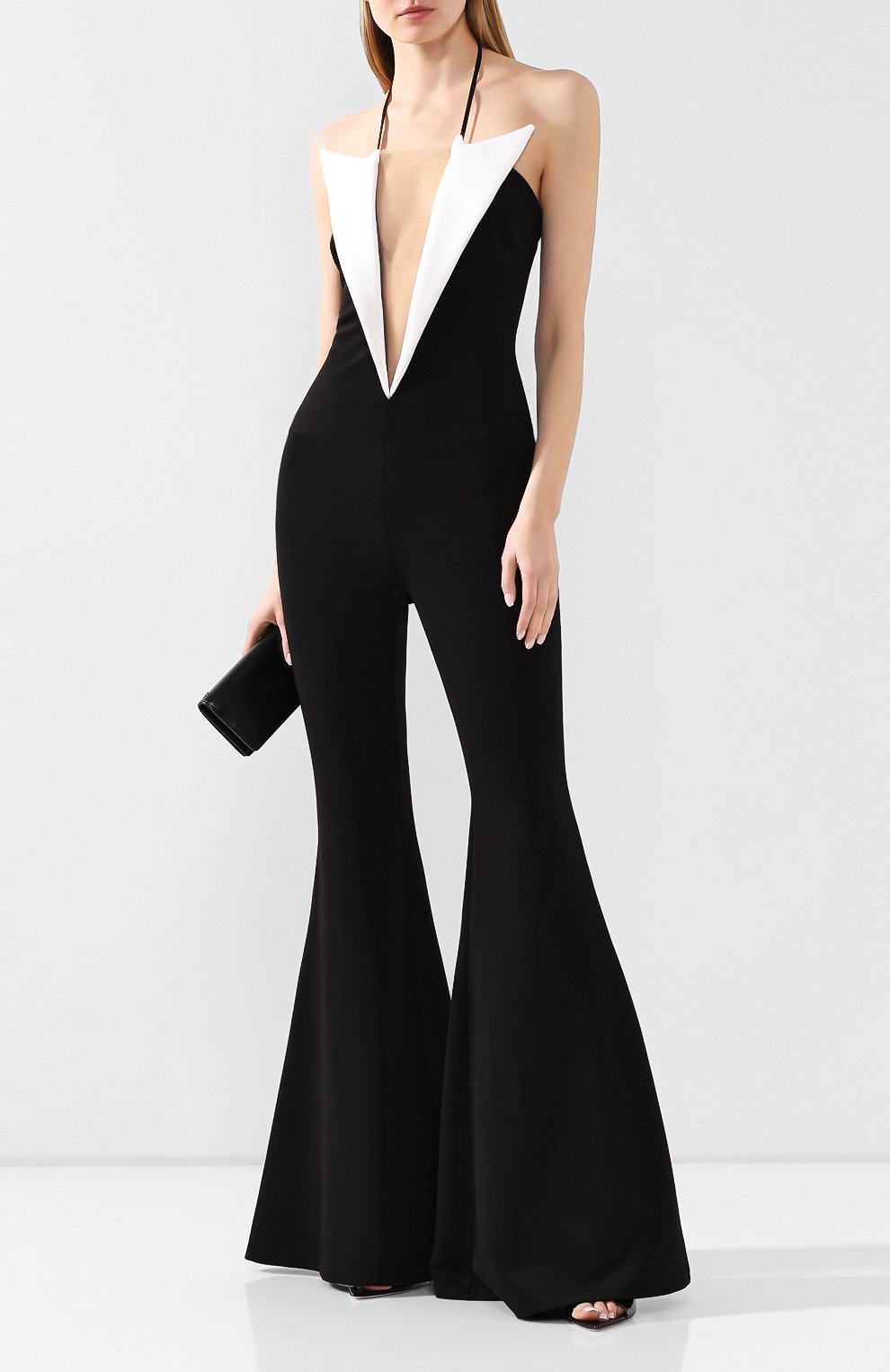 Комбинезон из вискозы BALMAIN черно-белого цвета по цене 478000 руб., арт. TF05348/J017, фото 2 Комбинезон из вискозы BALMAIN, арт. TF05348/J017, фото 2