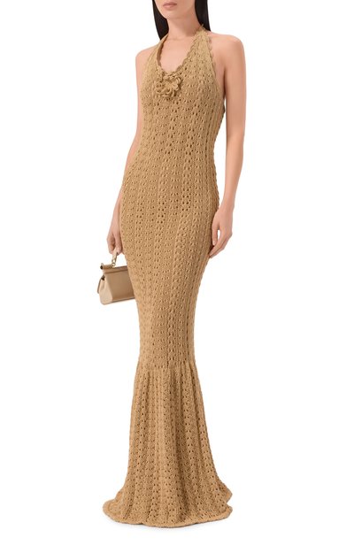 Хлопковое платье ELIE SAAB бежевого цвета по цене 392500 руб., арт. D1122NBC26/CK024, фото 2 Хлопковое платье ELIE SAAB, арт. D1122NBC26/CK024, фото 2