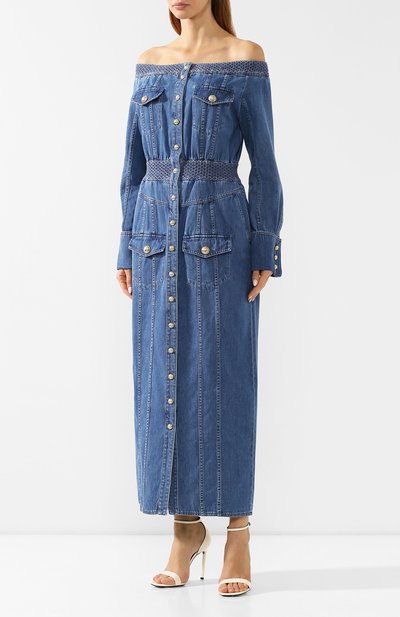 Джинсовое платье BALMAIN голубого цвета по цене 238500 руб., арт. SF16364/D084, фото 3 Джинсовое платье BALMAIN, арт. SF16364/D084, фото 3