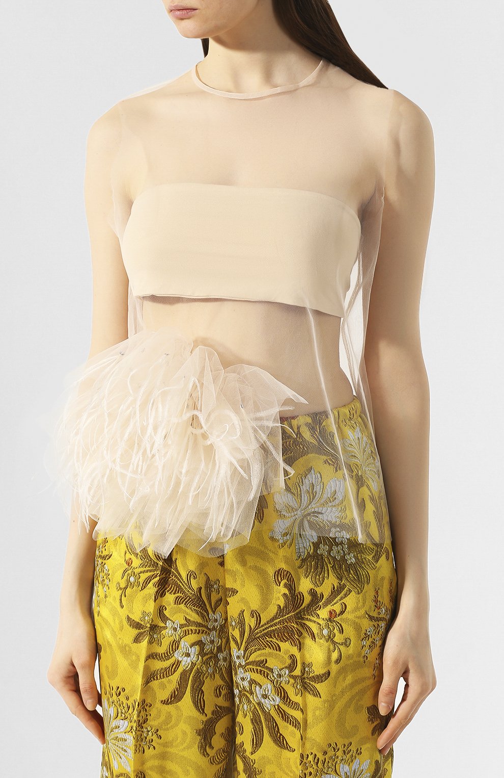 Топ с отделкой перьями DRIES VAN NOTEN, арт. 201-18636-9306, фото 3