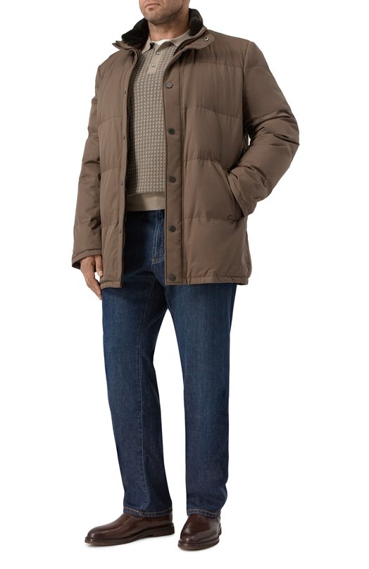 Пуховик с меховым воротником Stefano Ricci MDJ5300350/PL001T/60-62 Коричневый  MDJ5300350/PL001T/60-62 Фото 2