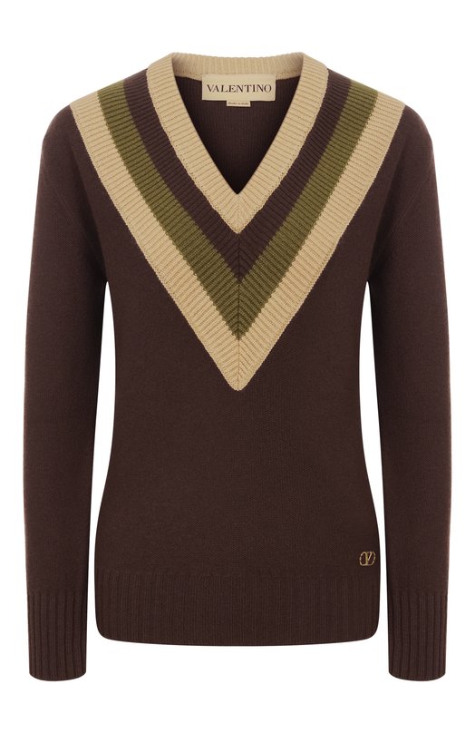 Шерстяной пуловер Valentino 7B0KC69L/9SW Коричневый 7B0KC69L/9SW