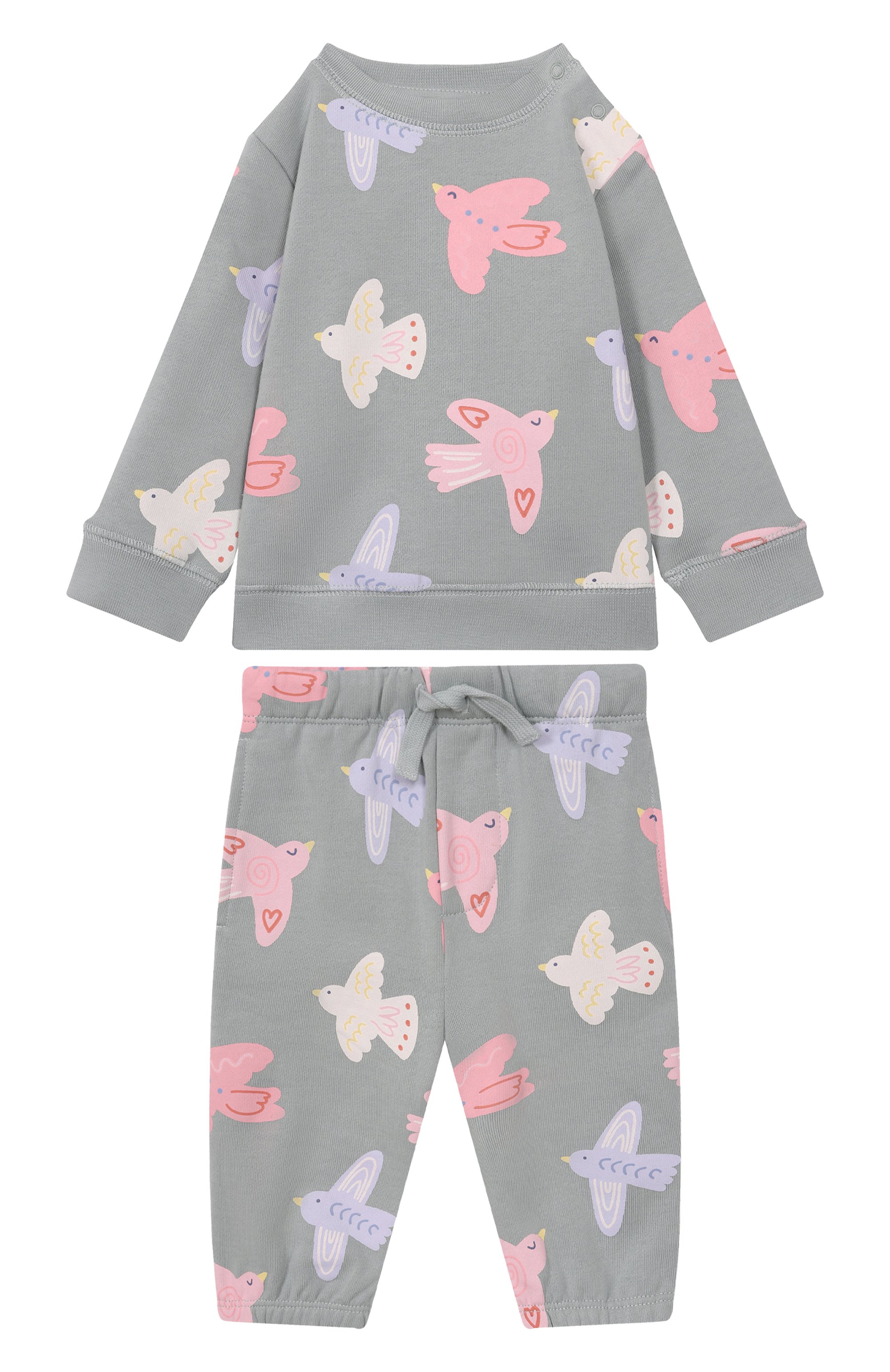 Комплект из свитшота и брюк STELLA MCCARTNEY светло-серого цвета по цене 22850 руб., арт. TX3010, фото 1 Комплект из свитшота и брюк STELLA MCCARTNEY, арт. TX3010, фото 1