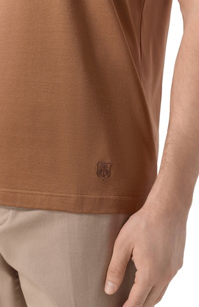 Хлопковая футболка CORNELIANI коричневого цвета по цене 33650 руб., арт. 27G500/2725000, фото 5 Хлопковая футболка CORNELIANI, арт. 27G500/2725000, фото 5