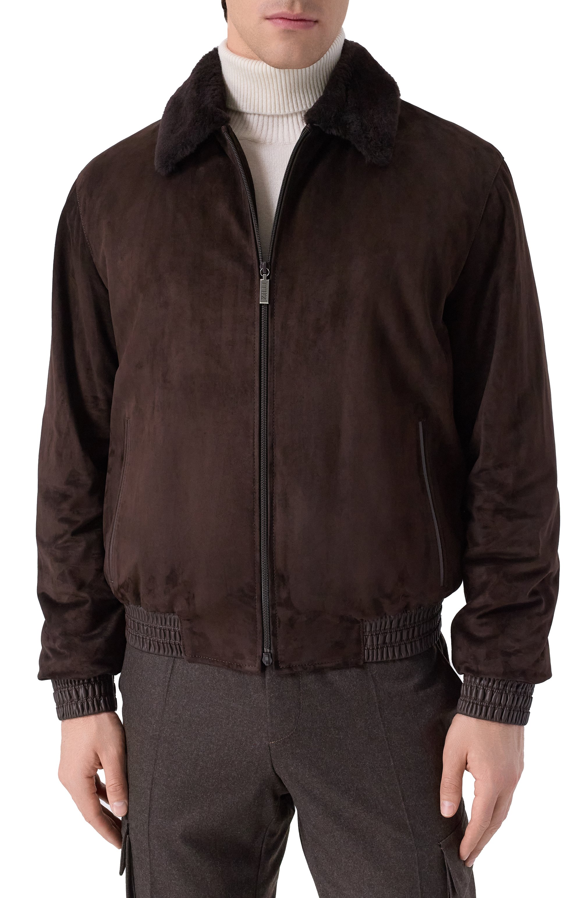 Замшевый бомбер с воротником из овчины ZILLI, арт. AHIKH3M1008VFRI00, фото 3