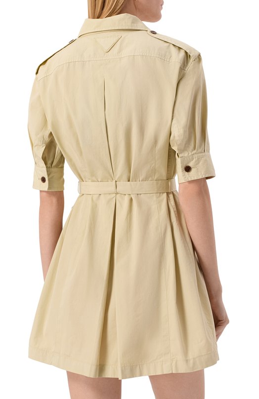 Хлопковое платье Prada P3N62H/15B5 Бежевый  P3N62H/15B5 Фото 3