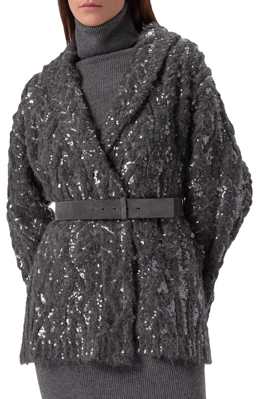 Шерстяной кардиган Brunello Cucinelli MDUR15206 Серый  MDUR15206 Фото 3