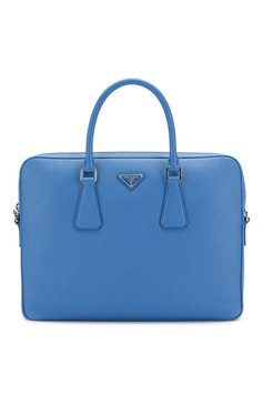 Мужская кожаная сумка для ноутбука PRADA синего цвета, арт. 2VE368-9Z2-F0NOF | Фото 1 (Ремень/цепочка: На ремешке; Материал: Натуральная кожа; Статус проверки: Проверена категория, Проверено; Размер: large)