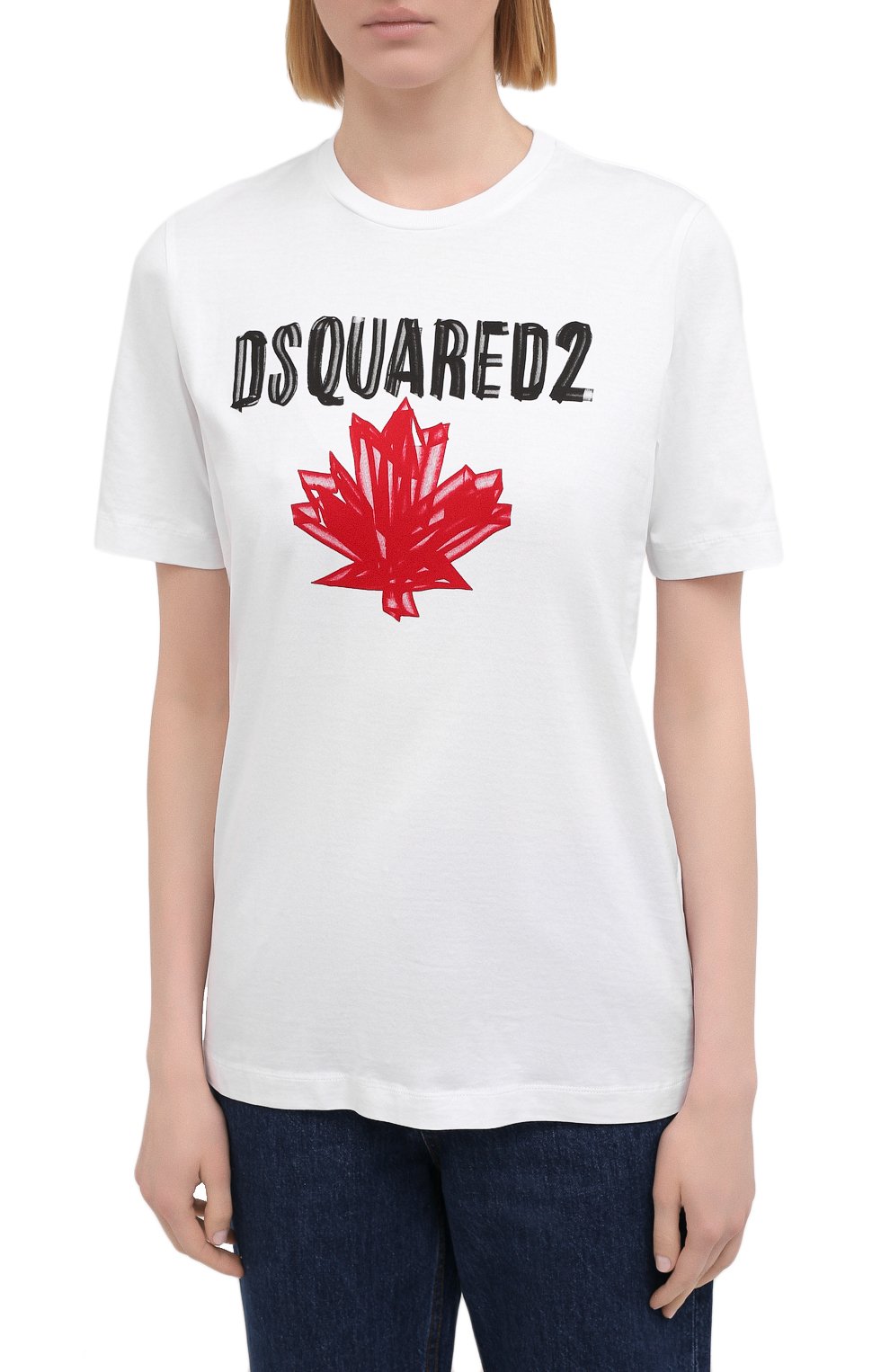 Хлопковая футболка DSQUARED2 белого цвета по цене 17950 руб., арт. S75GD0156/S22844, фото 3 Хлопковая футболка DSQUARED2, арт. S75GD0156/S22844, фото 3