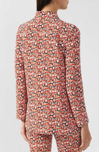Хлопковая блуза прямого кроя с принтом PRADA, арт. P491C-1S2B-F0049, фото 4