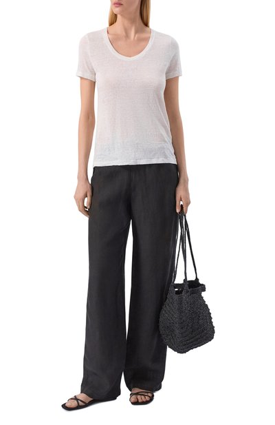 Льняные брюки 120% LINO черного цвета по цене 27800 руб., арт. 33ALIW2145/0000115, фото 2 Льняные брюки 120% LINO, арт. 33ALIW2145/0000115, фото 2