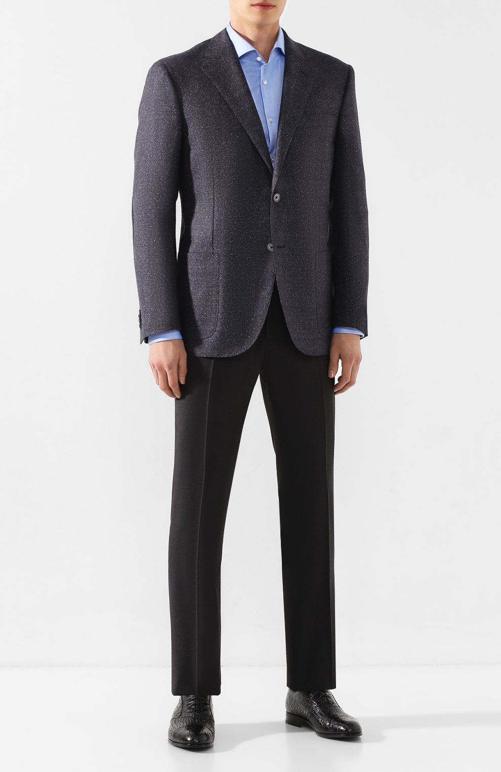 Оксфорды из кожи каймана MORESCHI черного цвета по цене 149000 руб., арт. 43143/EM/CYAC, фото 2 Оксфорды из кожи каймана MORESCHI, арт. 43143/EM/CYAC, фото 2