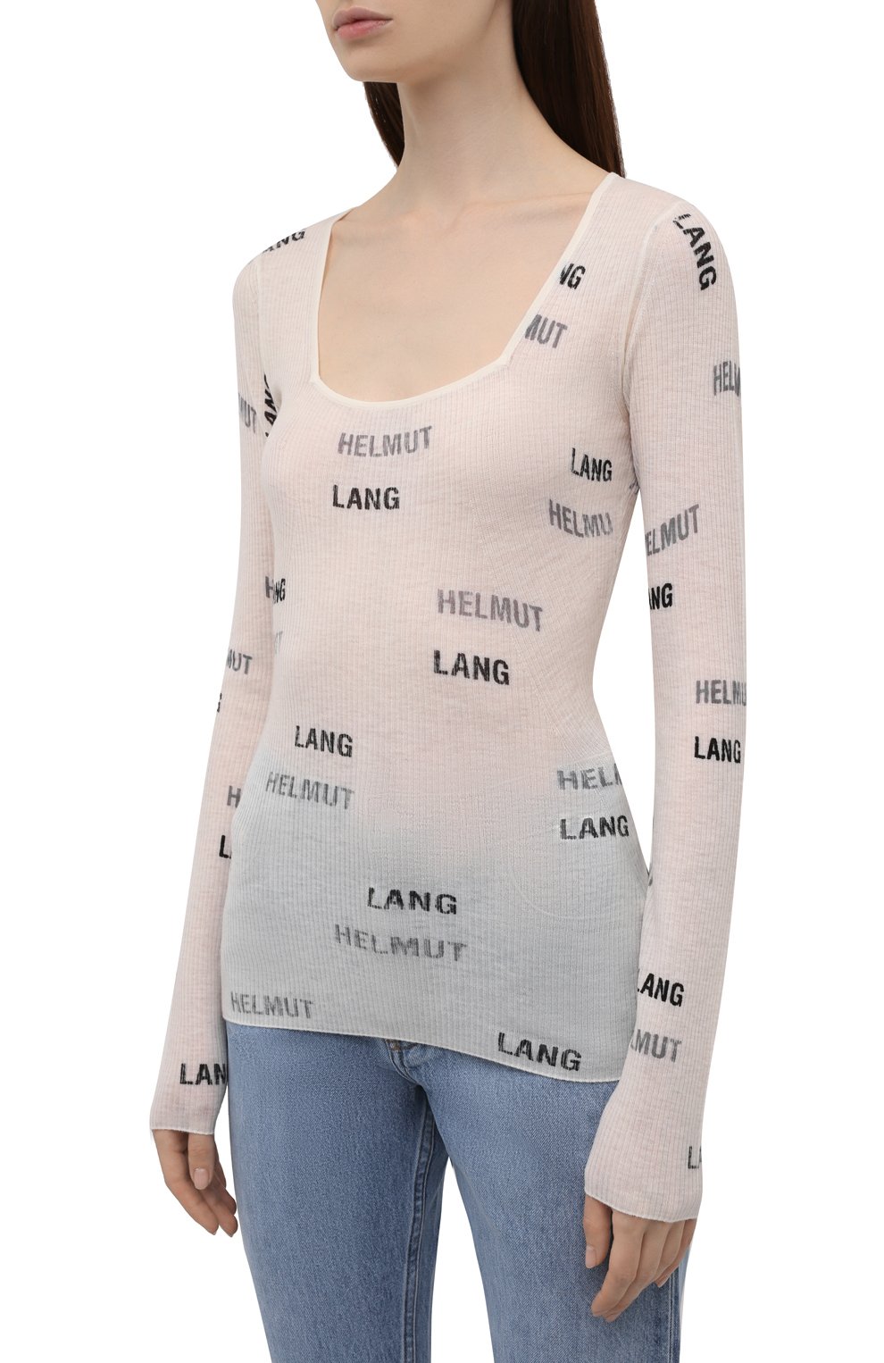 Шерстяной пуловер HELMUT LANG кремового цвета по цене 29750 руб., арт. L04HW714, фото 3 Шерстяной пуловер HELMUT LANG, арт. L04HW714, фото 3