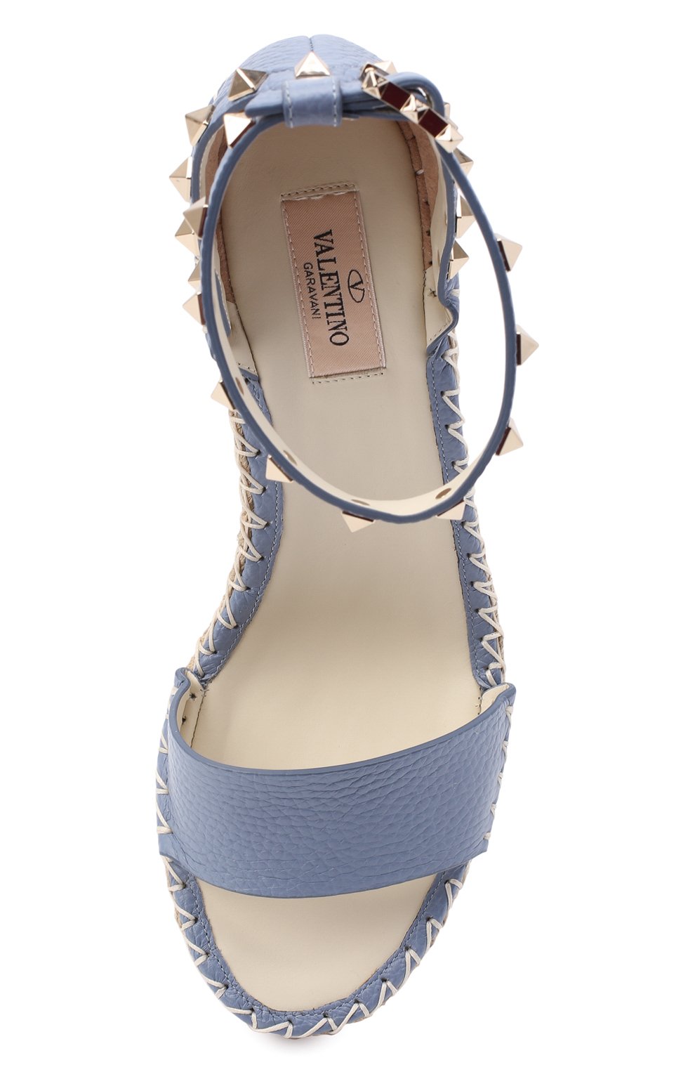 Кожаные босоножки rockstud double VALENTINO голубого цвета по цене 58650 руб., арт. VW2S0090/VT0, фото 5 Кожаные босоножки rockstud double VALENTINO, арт. VW2S0090/VT0, фото 5