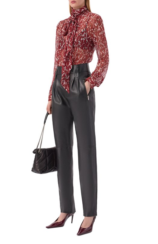 Кожаные брюки Saint Laurent 842449/YCTN2 Чёрный  842449/YCTN2 Фото 2