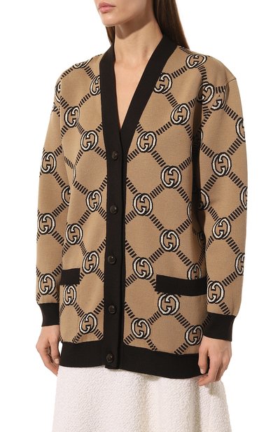 Шерстяной кардиган GUCCI бежевого цвета по цене 285120 руб., арт. 678308 XKB7T, фото 3 Шерстяной кардиган GUCCI, арт. 678308 XKB7T, фото 3