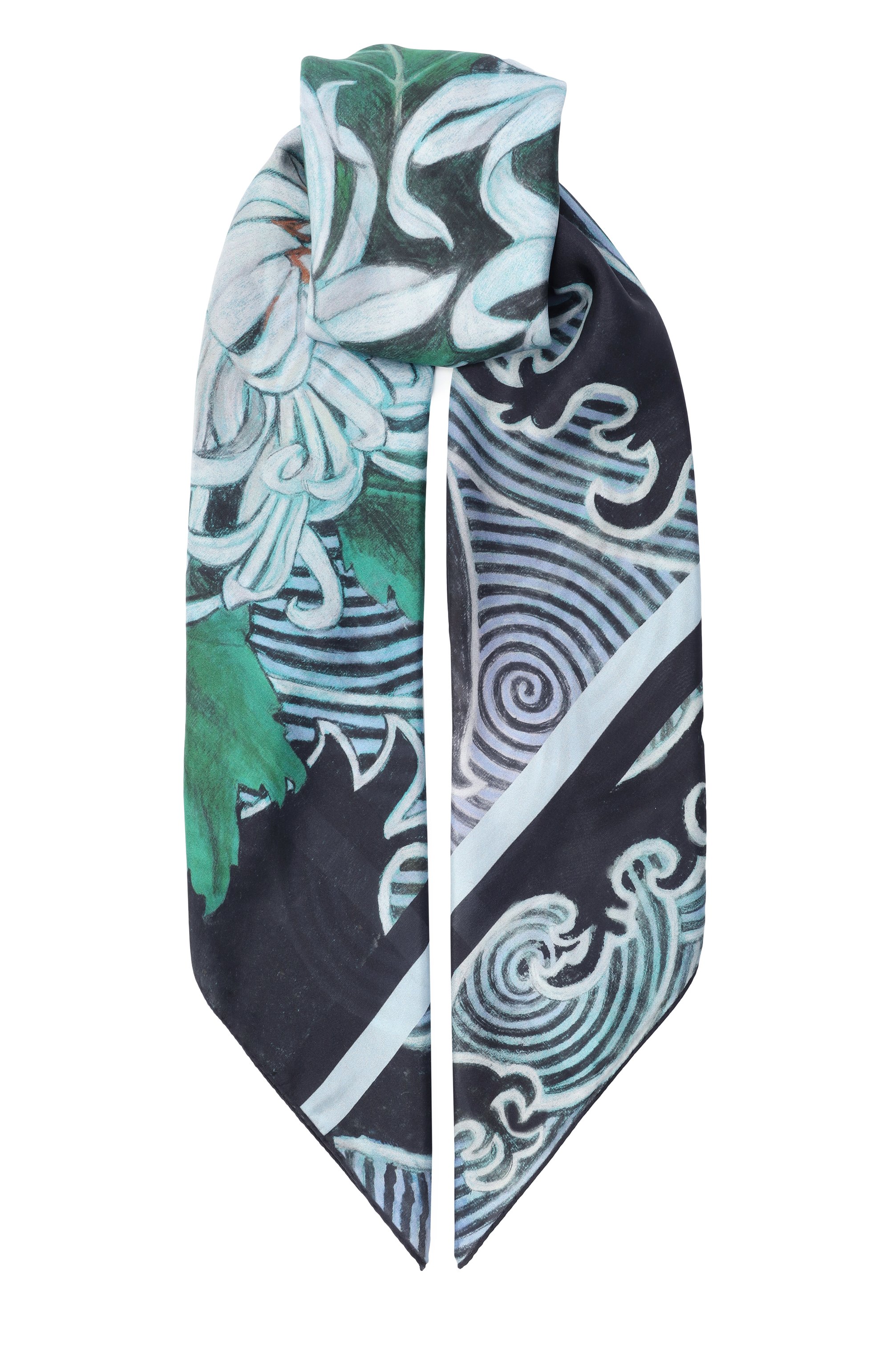 Шелковая шаль хризантемы GOURJI, арт. 91166437/4461108, фото 1