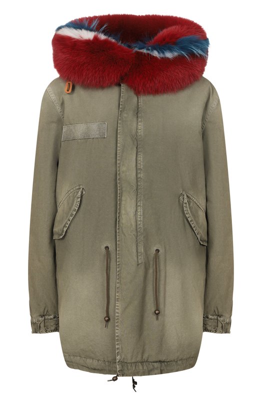 

Парка с отделкой из енота Mr and Mrs Italy, Хаки