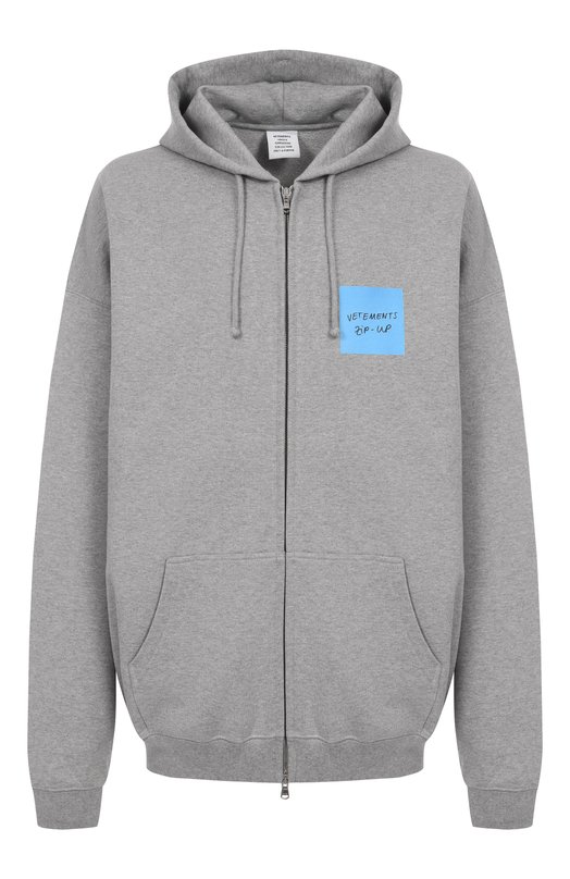 Хлопковая толстовка VETEMENTS UE54HD440G/1302 M0LLET0N Серый UE54HD440G/1302 M0LLET0N