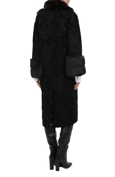 Шуба из меха соболя и каракульчи MANZONI24, арт. 20M854-PAZ/BLACK/EXTRADARK/38-46, фото 5