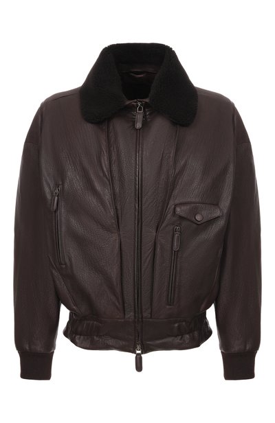 Мужской кожаный бомбер с воротником из овчины GIORGIO ARMANI, арт. GM004415/AF30055