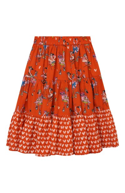 Хлопковая юбка STELLA MCCARTNEY кораллового цвета по цене 7455 руб., арт. 602740/SQK84, фото 1 Хлопковая юбка STELLA MCCARTNEY, арт. 602740/SQK84, фото 1