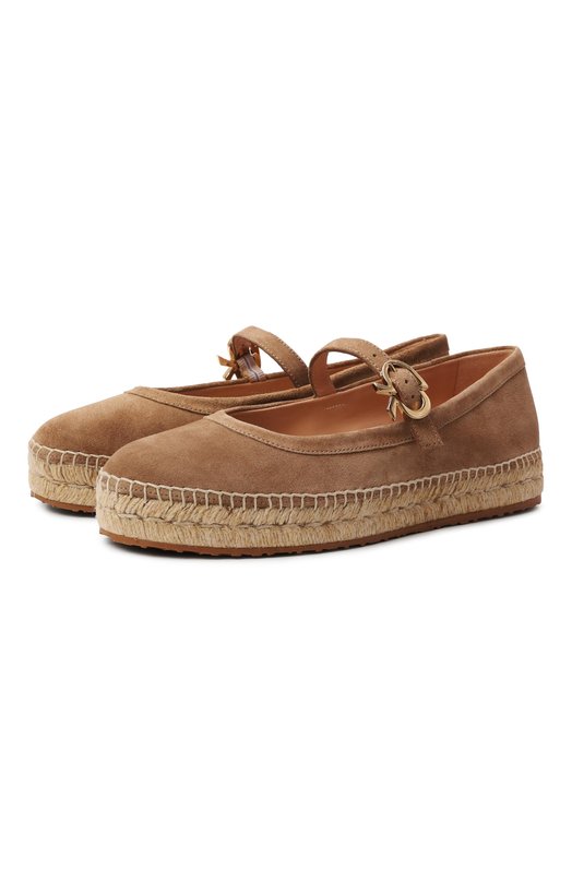 Замшевые эспадрильи Elda Gianvito Rossi G22366.05G0M.VLUCAMEL Бежевый G22366.05G0M.VLUCAMEL
