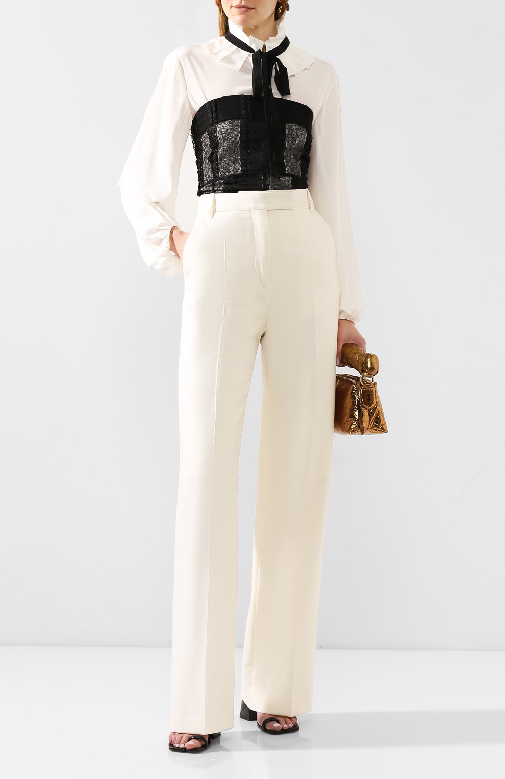 Брюки из смеси шелка и шерсти ANN DEMEULEMEESTER, арт. 2001-1416-P-178-002, фото 2