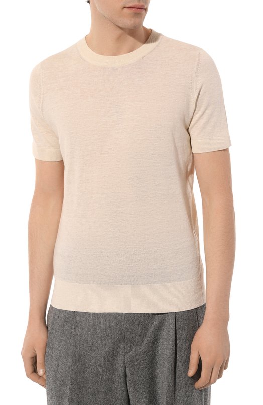 Джемпер изо льна и хлопка Brunello Cucinelli M2L00310 Бежевый  M2L00310 Фото 3