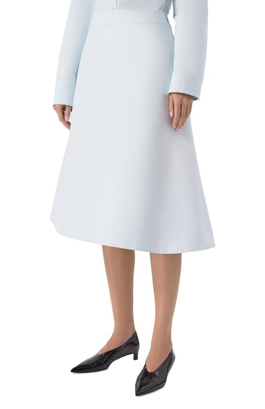 Хлопковая юбка Jil Sander J04MA0009/J45225 Голубой  J04MA0009/J45225 Фото 3