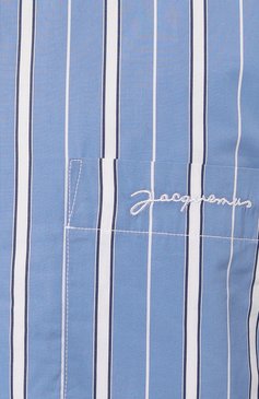 Мужская куртка JACQUEMUS голубого цвета, арт. 23H/236SH105-1453 | Фото 5 (Рукава: Длинные; Материал сплава: Проставлено; Материал внешний: Хлопок; Драгоценные камни: Проставлено; Длина (верхняя одежда): Короткие; Материал подклада: Хлопок; Стили: Кэжуэл)