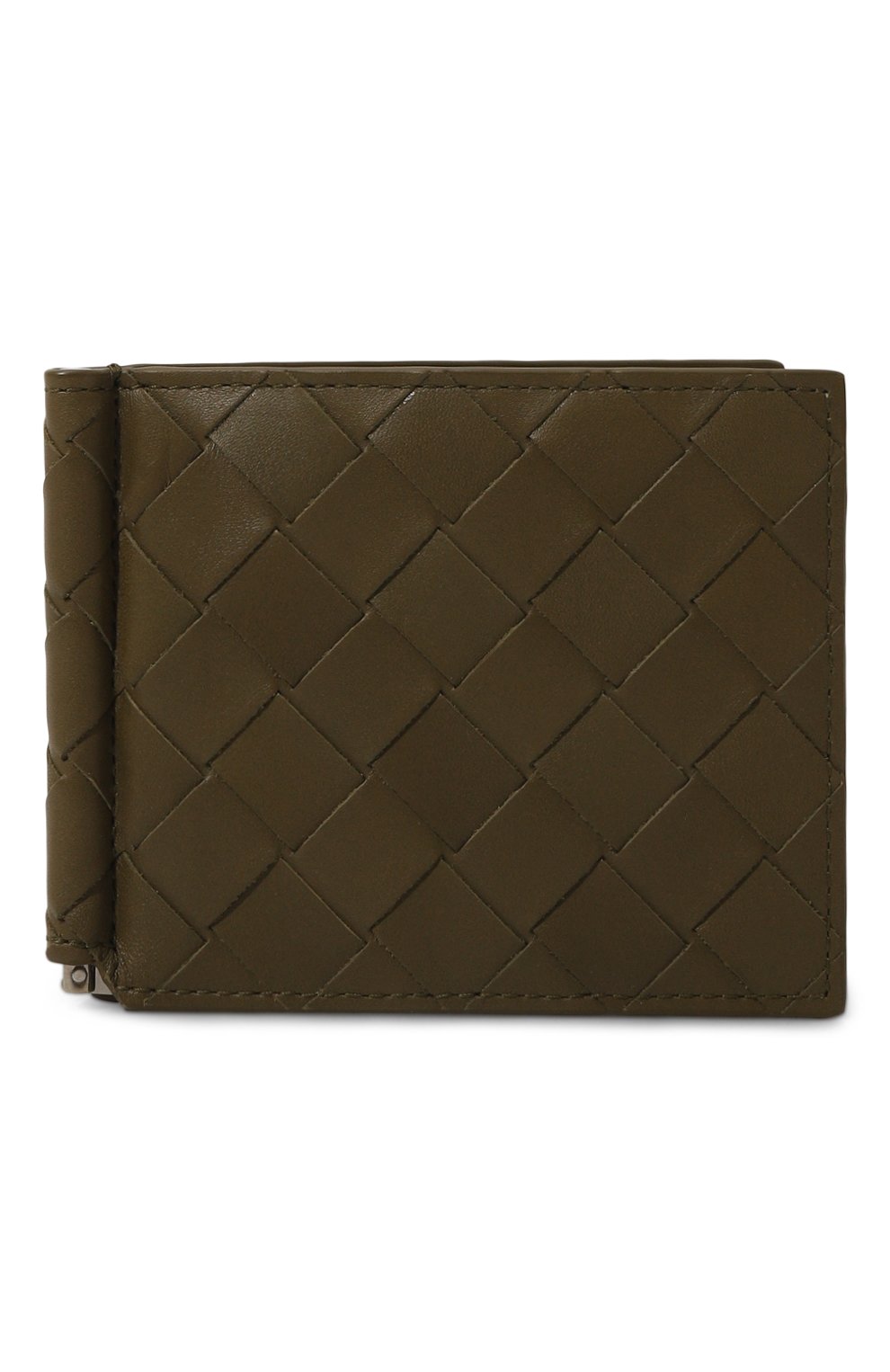 Кожаный зажим для купюр BOTTEGA VENETA хаки цвета по цене 64350 руб., арт. 749404/VCPQ4, фото 1 Кожаный зажим для купюр BOTTEGA VENETA, арт. 749404/VCPQ4, фото 1
