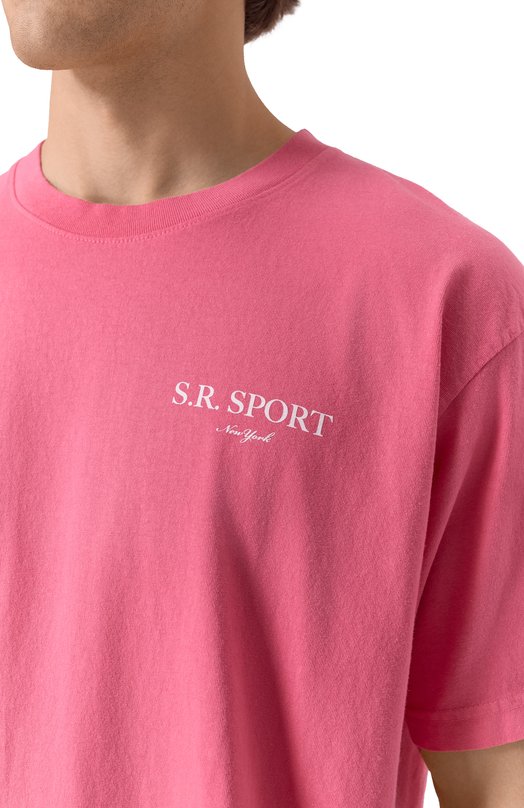 Хлопковая футболка Sporty and Rich T0043612201P139 Розовый  T0043612201P139 Фото 5