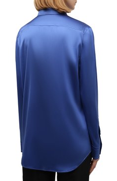 Женская шелковая блузка RALPH LAUREN синего цвета, арт. 290864929 | Фото 4 (Длина (для топов): Удлиненные; Рукава: Длинные; Материал внешний: Шелк; Принт: Без принта; Стили: Романтичный; Женское Кросс-КТ: Блуза-одежда; Региональные ограничения белый список (Axapta Mercury): RU; Драгоценные камни: Проставлено; Нос: Не проставлено; Материал сплава: Проставлено)
