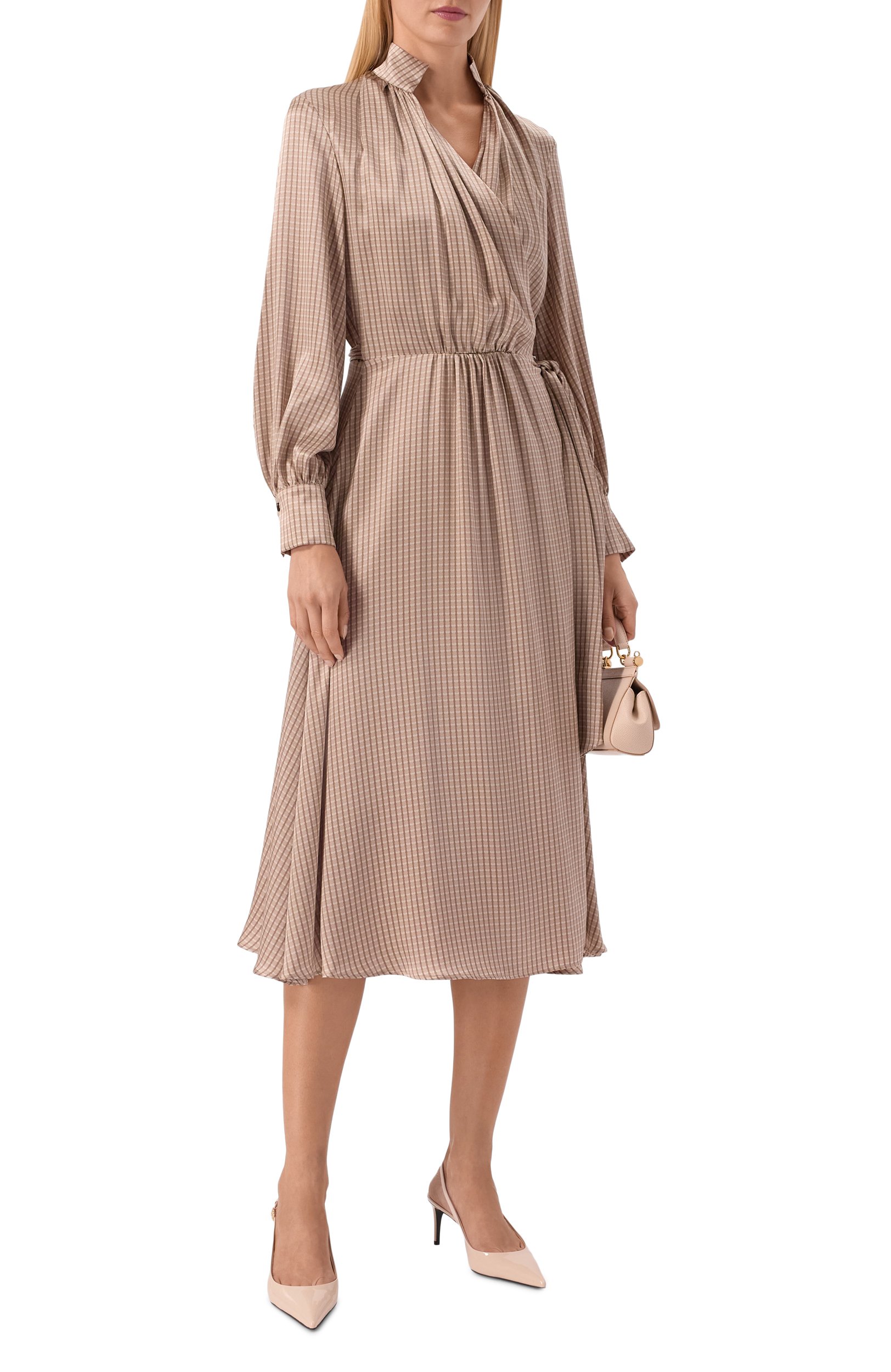 Атласное платье KITON бежевого цвета по цене 428000 руб., арт. D62319K0584I, фото 2 Атласное платье KITON, арт. D62319K0584I, фото 2