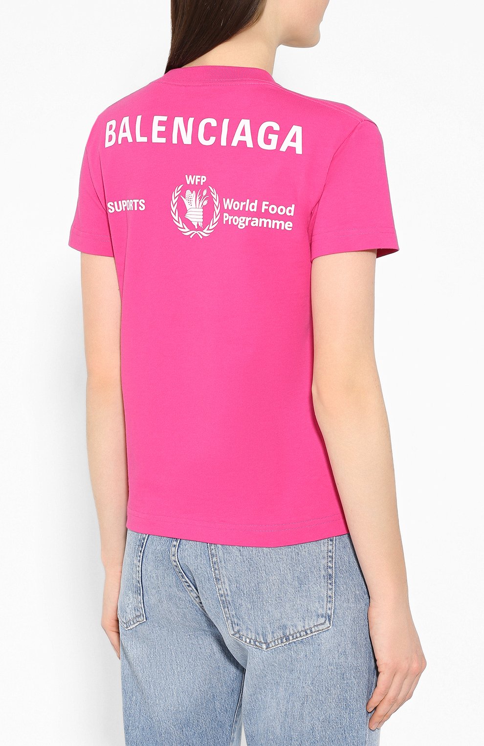Хлопковая футболка BALENCIAGA розового цвета по цене 27600 руб., арт. 612964/THV84, фото 4 Хлопковая футболка BALENCIAGA, арт. 612964/THV84, фото 4