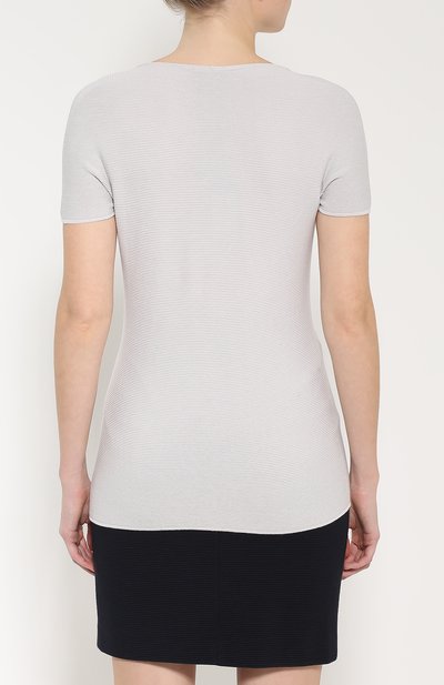 Приталенный топ фактурной вязки с коротким рукавом GIORGIO ARMANI, арт. 6XAM32/AM05Z, фото 4