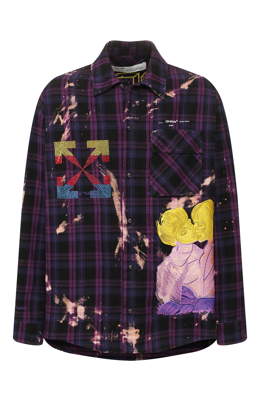 Хлопковая рубашка OFF-WHITE фиолетового цвета по цене 99500 руб., арт. 0MGA098S20G710492988, фото 1 Хлопковая рубашка OFF-WHITE, арт. 0MGA098S20G710492988, фото 1