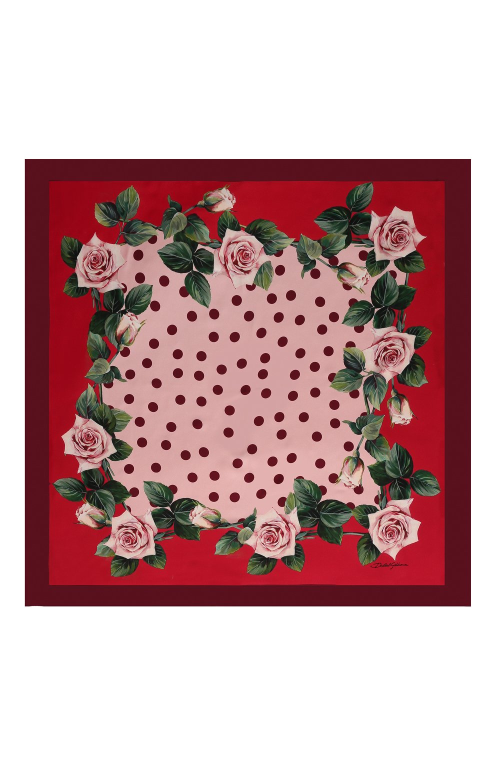 Шелковый платок DOLCE & GABBANA розового цвета по цене 39800 руб., арт. FN090R/GDS16, фото 3 Шелковый платок DOLCE & GABBANA, арт. FN090R/GDS16, фото 3