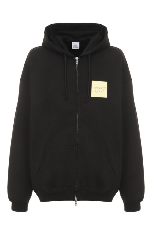 Хлопковая толстовка VETEMENTS UE64HD140B/1302 M0LLET0N Чёрный UE64HD140B/1302 M0LLET0N