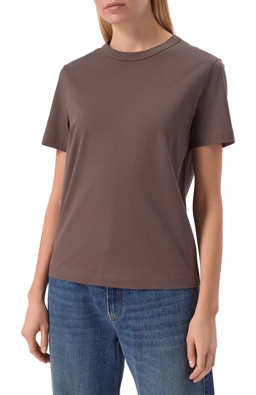 Хлопковая футболка Brunello Cucinelli M0T81BI100 Коричневый  M0T81BI100 Фото 3