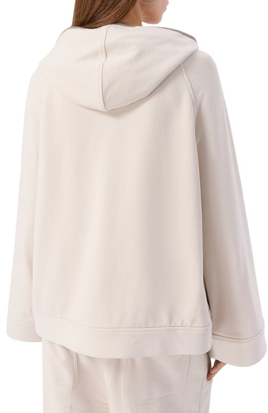 Хлопковая толстовка Brunello Cucinelli MN05NS0406 Кремовый  MN05NS0406 Фото 4