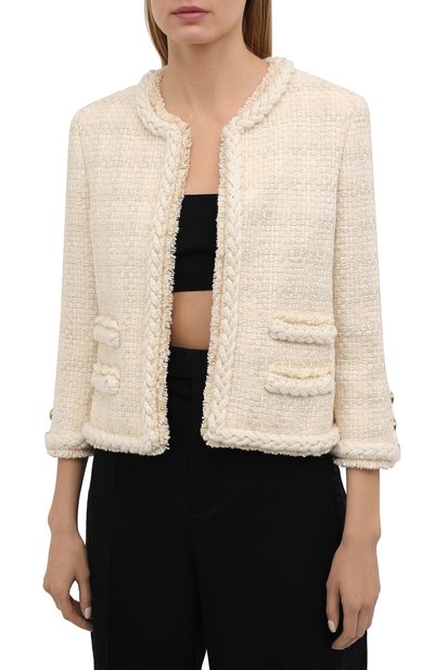 Шерстяной жакет SAINT LAURENT кремового цвета по цене 521500 руб., арт. 645976/Y5C78, фото 3 Шерстяной жакет SAINT LAURENT, арт. 645976/Y5C78, фото 3