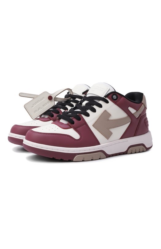 Кожаные кеды Out of Office Off-White 0WIA259F25LEA003 Бордовый 0WIA259F25LEA003