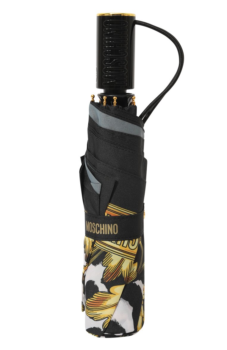 Женский складной зонт MOSCHINO черно-белого цвета, арт. 8995-0PENCL0SE | Фото 4 (Материал: Текстиль, Металл, Синтетический материа�л; Нос: Не проставлено)